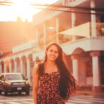 woman wearing floral dress