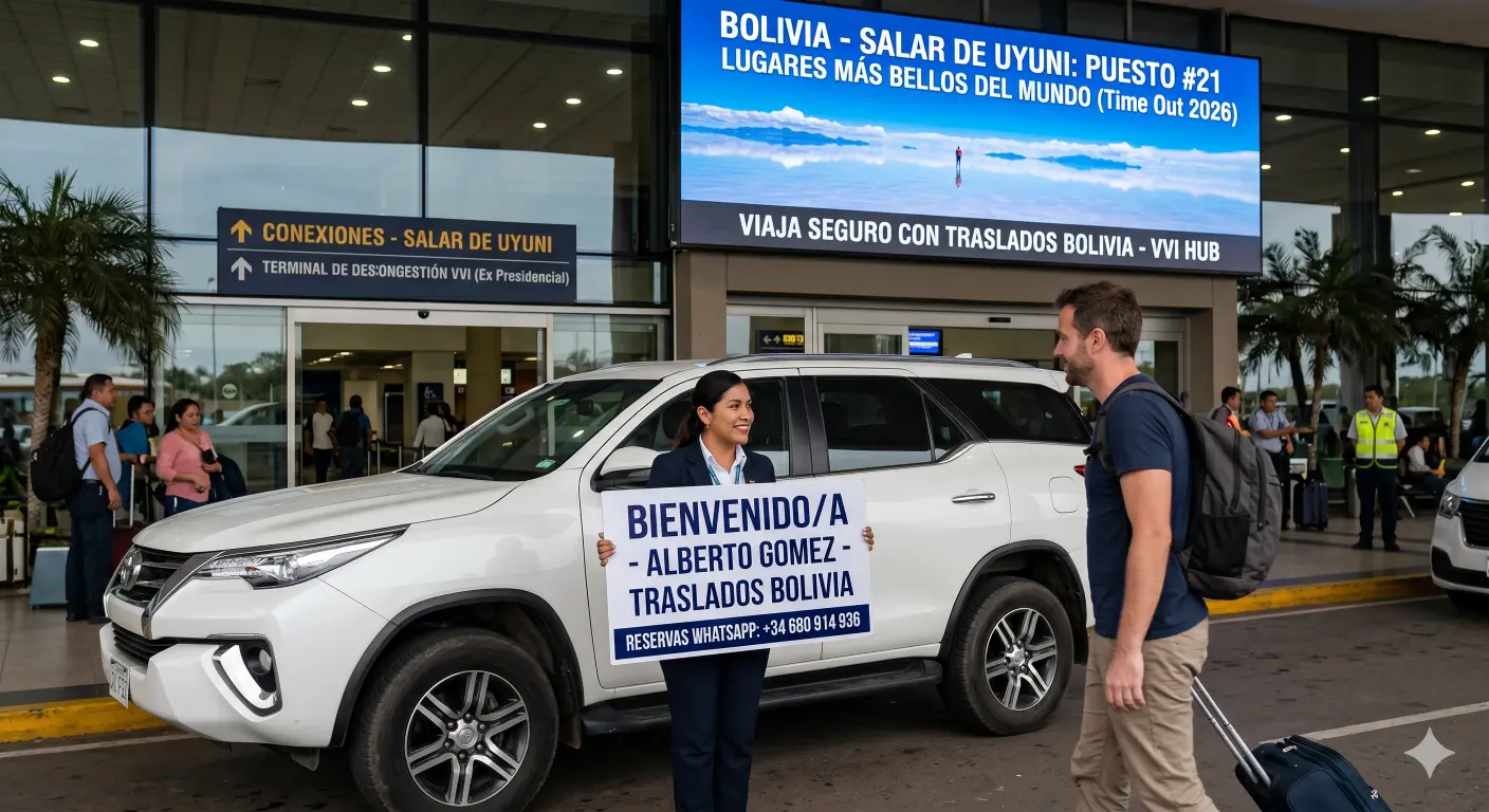 ¿Viajas a Bolivia por la FEXCO 2026 o el Salar de Uyuni? Evita el tráfico y asegura tu llegada desde Viru Viru (VVI) con traslados privados exclusivos. El Salar ya es Top 21 mundial. ¡Reserva hoy!